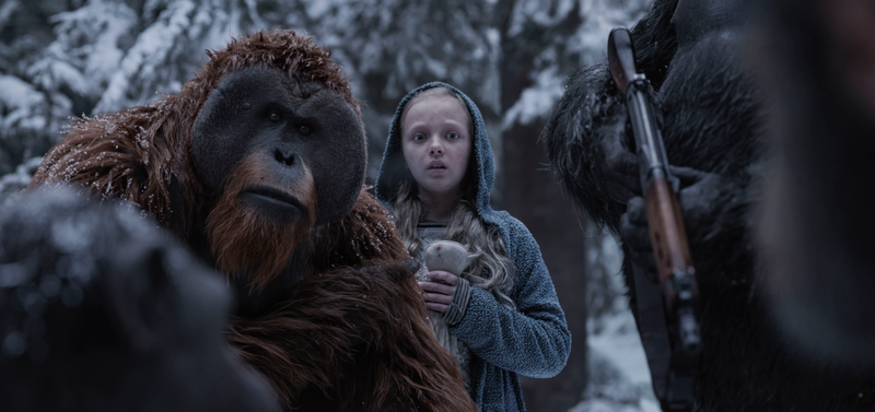 Nova, played by Amiah Miller, has contracted the mutated strain of ALZ-113, making her unable to speak. (Image: War For Planet of the Apes)